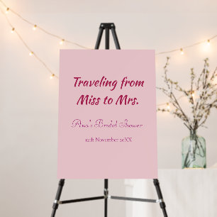 Travel bridal shower add name date miss to Mrs sim Foam Board