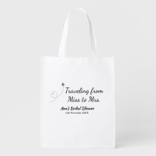 Travel bridal shower add name date miss to Mrs sim Grocery Bag