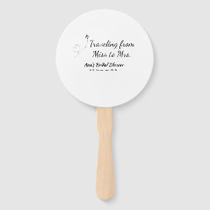 Travel bridal shower add name date miss to Mrs sim Hand Fan