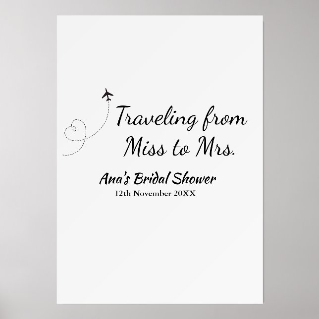 Travel bridal shower add name date miss to Mrs sim Holder (Front)