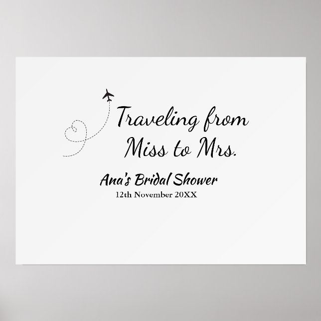 Travel bridal shower add name date miss to Mrs sim Holder (Front)