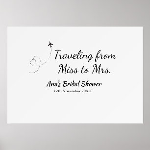 Travel bridal shower add name date miss to Mrs sim Holder