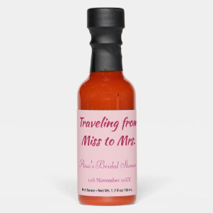 Travel bridal shower add name date miss to Mrs sim Hot Sauces