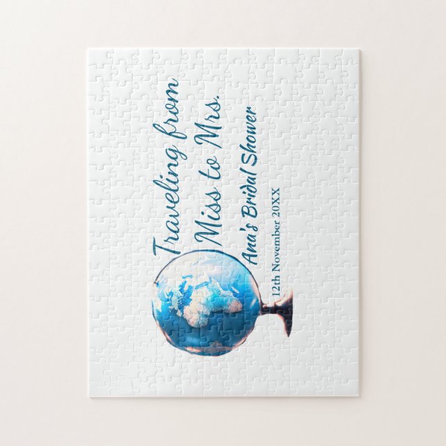 Travel bridal shower add name date miss to Mrs sim Jigsaw Puzzle (Vertical)