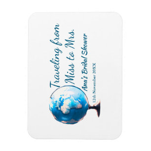 Travel bridal shower add name date miss to Mrs sim Magnet