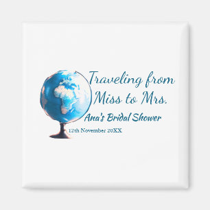Travel bridal shower add name date miss to Mrs sim Magnet