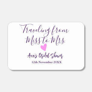 Travel bridal shower add name date miss to Mrs sim Matchboxes