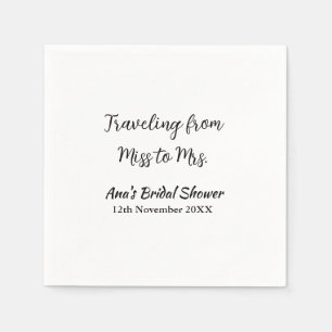 Travel bridal shower add name date miss to Mrs sim Napkins