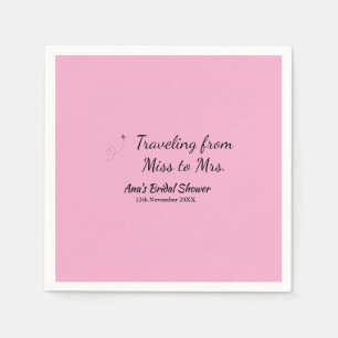Travel bridal shower add name date miss to Mrs sim Napkins