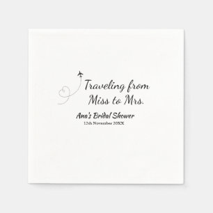 Travel bridal shower add name date miss to Mrs sim Napkins