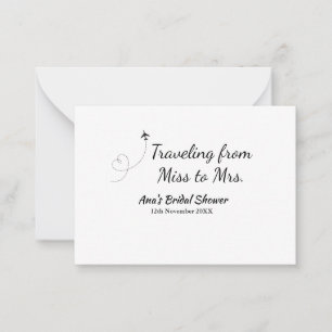 Travel bridal shower add name date miss to Mrs sim Note Card