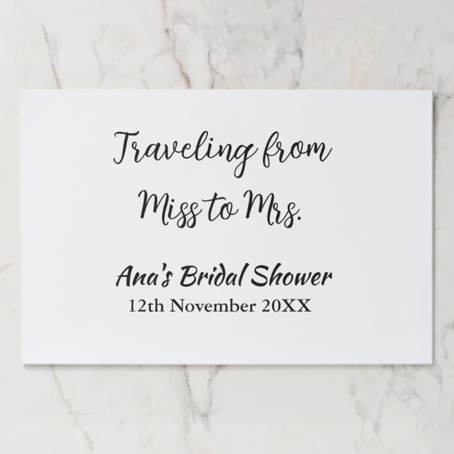 Travel bridal shower add name date miss to Mrs sim Paper Pad (Front)