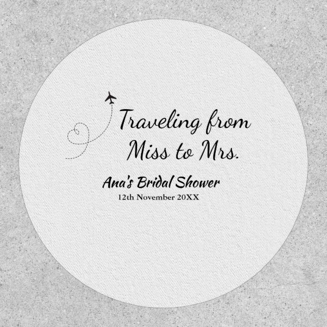 Travel bridal shower add name date miss to Mrs sim Patch (Front)