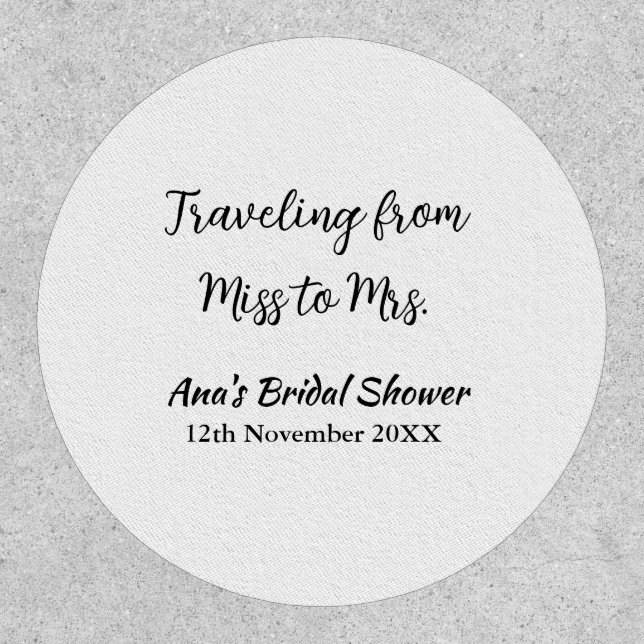 Travel bridal shower add name date miss to Mrs sim Patch (Front)