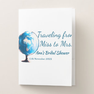 Travel bridal shower add name date miss to Mrs sim Pocket Folder
