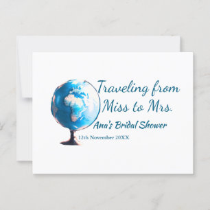 Travel bridal shower add name date miss to Mrs sim Postcard