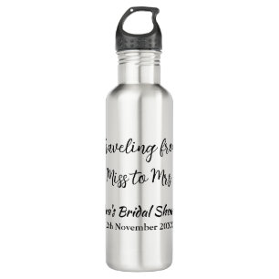 Travel bridal shower add name date miss to Mrs sim Stainless Steel Water Bottle