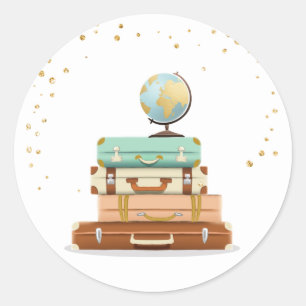 Travel Bridal shower Adventure Miss to Mrs Favor Classic Round Sticker