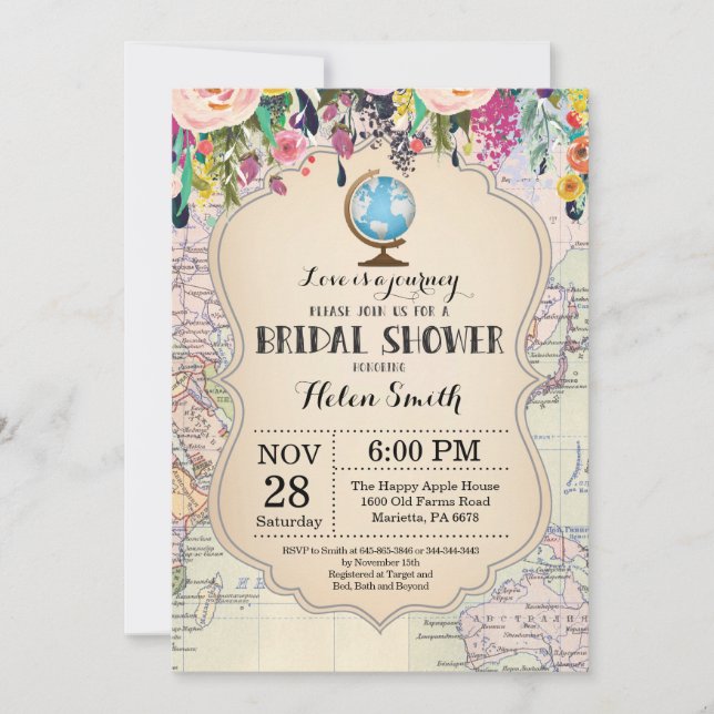 Travel Bridal Shower Invitation (Front)