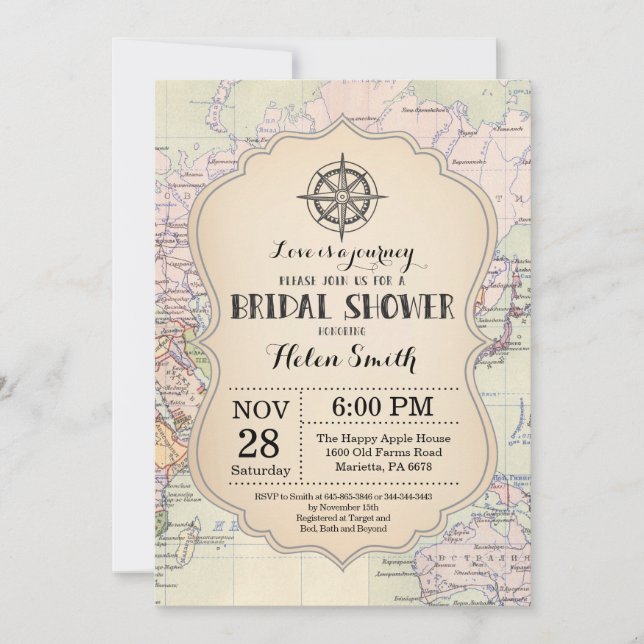 Travel Bridal Shower Invitation (Front)