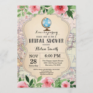 Travel Bridal Shower Invitation Floral