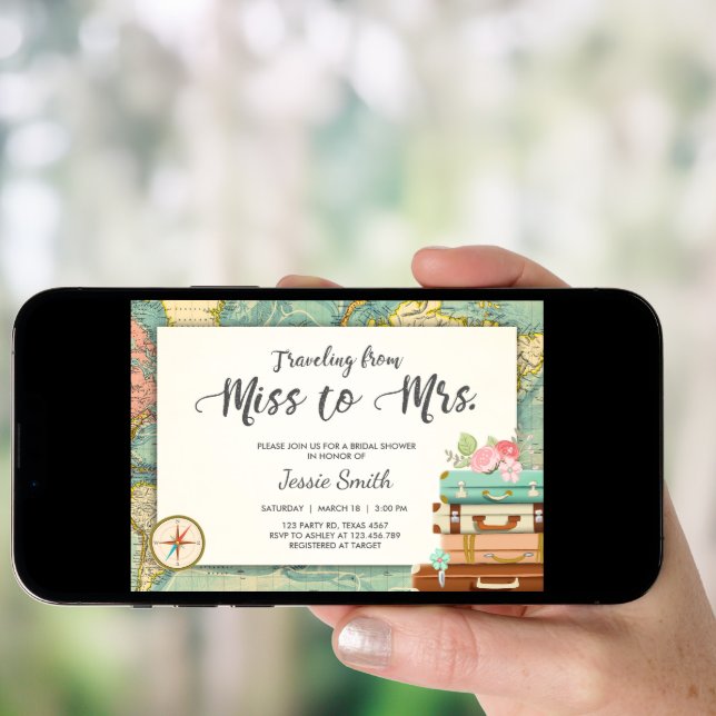 Travel Bridal shower invitation Miss to Mrs (Front Digital)