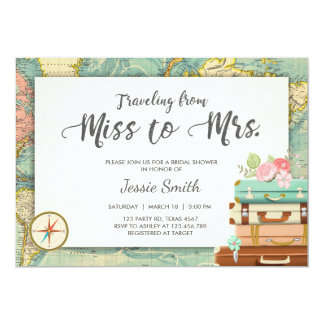 travel theme bridal shower invitations