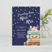 Travel Bridal shower invitation Miss to Mrs Navy (Standing Front)