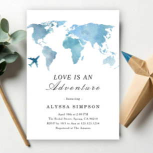 Travel Bridal Shower Love Is An Adventure Invitation