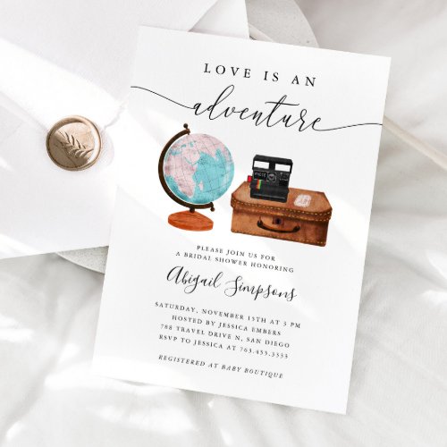 Travel Bridal Shower Love Is An Adventure Invitation