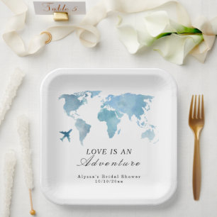 Travel Bridal Shower Love Is An Adventure Paper Plates
