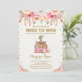 Travel Bridal Shower Miss to Mrs Boho Blush Floral Invitation (Standing Front)