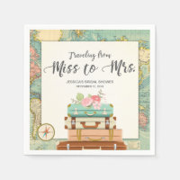 Travel Bridal shower Paper Napkin Miss to Mrs