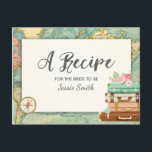 Travel Bridal Shower Recipe Card Miss to Mrs<br><div class="desc">A wonderful addition to your bridal shower. Let your guests bring their favorite recipe to share with the bride to be. Matches the Miss to Mrs bridal shower invitation.</div>