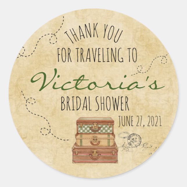 Travel Bridal Shower Sticker (Front)