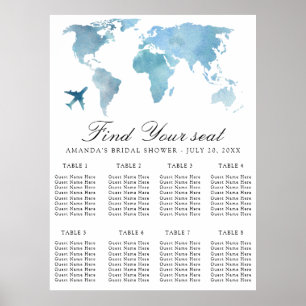 Travel Bridal shower Wedding seating chart
