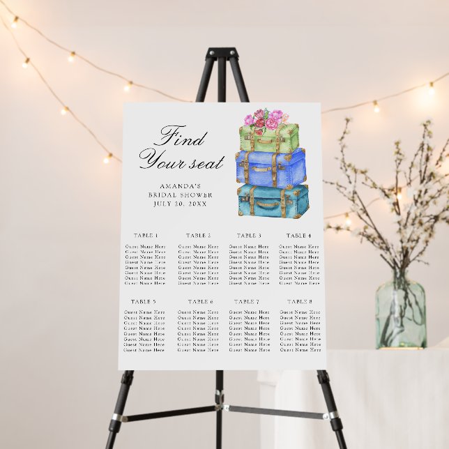 Travel Bridal shower Wedding seating chart Foam Board (In Situ (Stand))