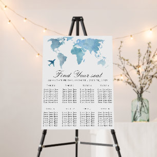 Travel Bridal shower Wedding seating chart Foam Board