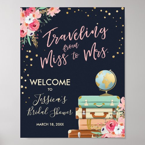 Travel Bridal shower Welcome Sign Miss to Mrs