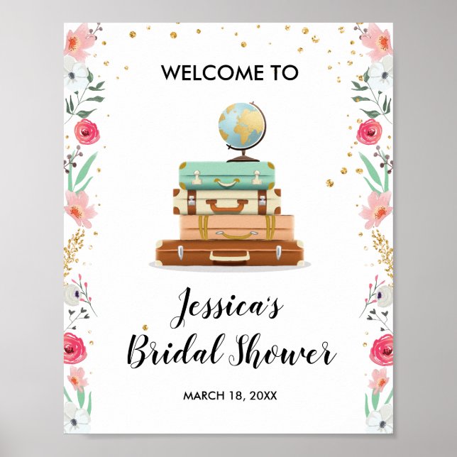 Travel Bridal shower Welcome Sign Miss to Mrs (Front)
