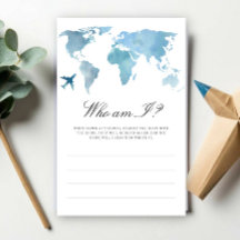 Travel bridal shower - Who am I bridal shower game