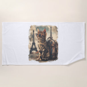 Travel Buddy Cat Beach Towel