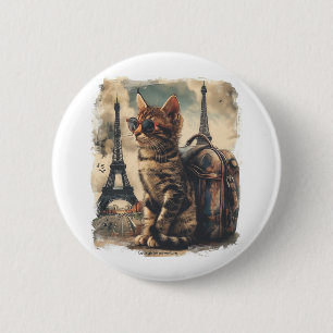 Travel Buddy Cat Button