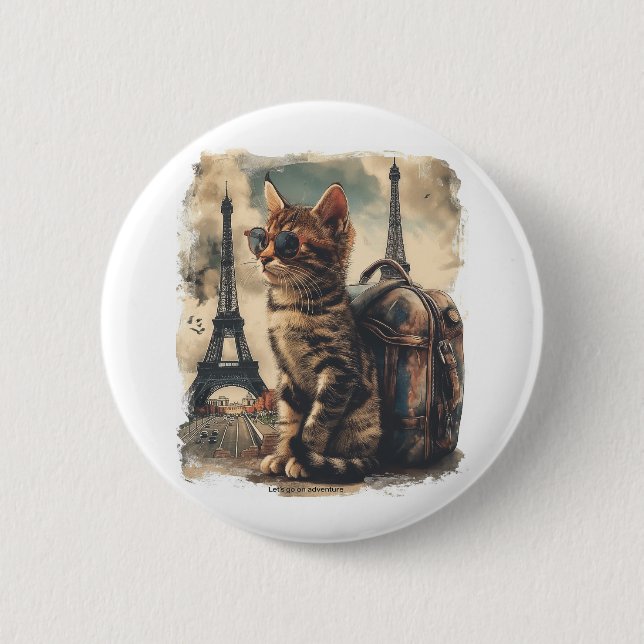 Travel Buddy Cat Button (Front)