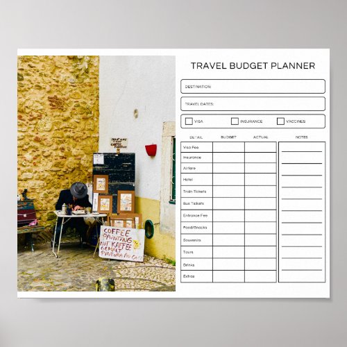 Travel Budget Planner Digital Download Poster