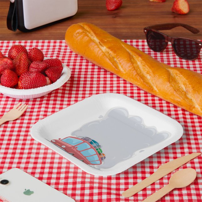 Travel Bus Blowing Smoke Paper Plates (Creator Uploaded)