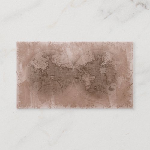 Travel Business Card Antique World Map Globe beige