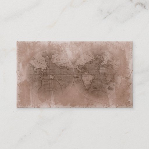 Customizable Travel Business Card Antique World Map Globe beige