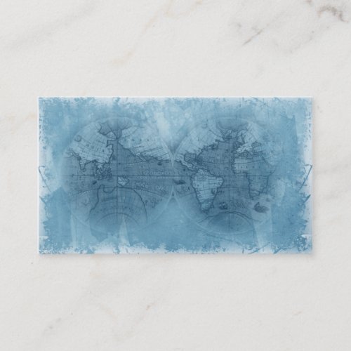 Travel Business Card Antique World Map Globe blue