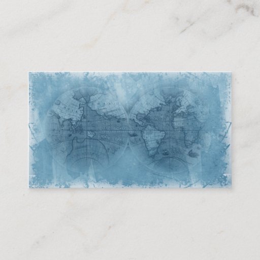 Customizable Travel Business Card Antique World Map Globe blue